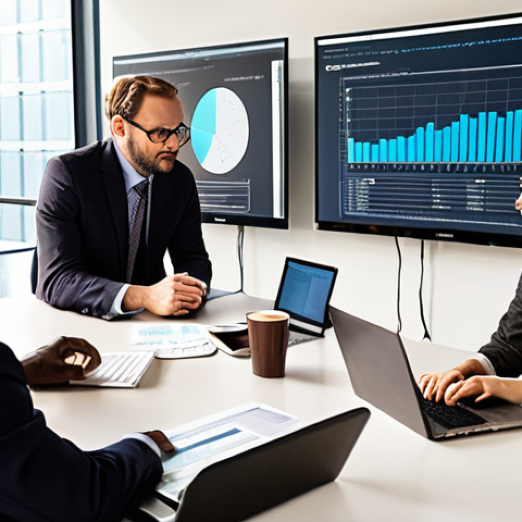 **Image Prompt:** A diverse group of public policy professionals collaborating around a table, reviewing data visualizations on a large screen. The atmosphere is collaborative and engaged, with laptops and coffee cups scattered around. Emphasize the use of data analytics and communication skills in modern public policy.