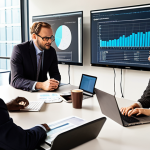 **Image Prompt:** A diverse group of public policy professionals collaborating around a table, reviewing data visualizations on a large screen. The atmosphere is collaborative and engaged, with laptops and coffee cups scattered around. Emphasize the use of data analytics and communication skills in modern public policy.