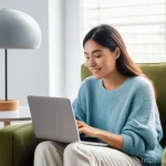 공공정책에서의 디지털 전환 사례 - **Prompt for "Citizen Portals & Online Transactions":**
"A young professional woman, aged late 2...